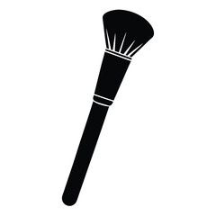 Silhouette Image of a Makeup Brush with Long Handle for Cosmetic Application