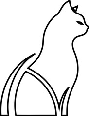 Naklejka premium Elegant cat outline vector logo, perfect for veterinary branding, pet accessories, and product packaging.