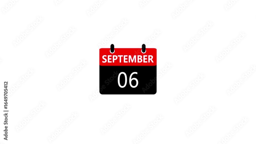 Fototapete 06 september month calender. calender simple icon animation date change time month. boost your produ