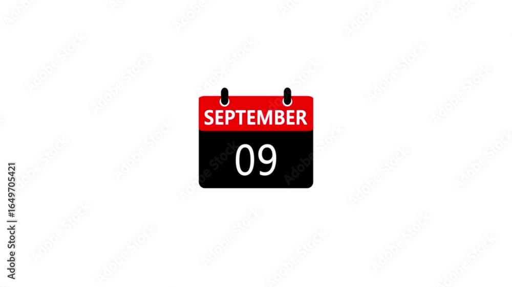 Fototapete 09 september month calender. calender simple icon animation date change time month. boost your produ