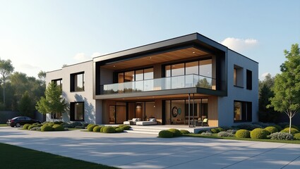 Modern house with a contemporary design.
