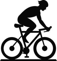 Silhouette of a cyclist on a bicycle isolated on white background
