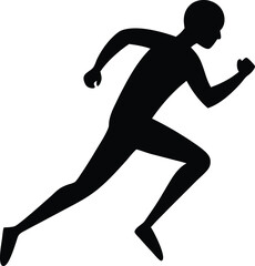 Athletic male runner in silhouette motion isolated on white background