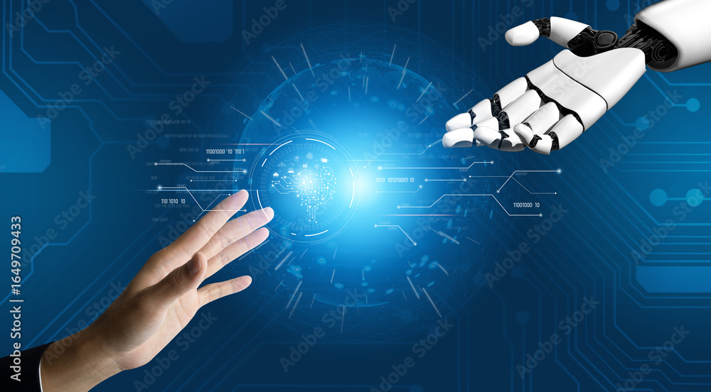 Poster ai processing digital data through neural circuits, analyzing signals, powering intelligence, and ma