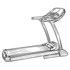 Obraz premium treadmill exercise machine vector line art hand drawn illustration