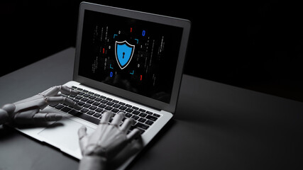 AI artificial intelligence strengthens cybersecurity with intelligent threat detection, virtual...