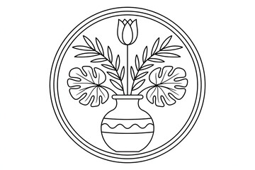 Floral arrangement in a vase within a circle flowers