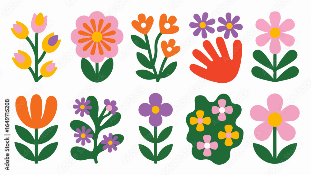 Poster vector art of colorful floral pattern vector illustration isolated on white background, perfect for 