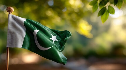 Pakistani flag waving proudly in celebration of Independence Day