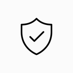 Vector art of shield with check mark icon isolated on white background for security, protection, and verification purposes in a clean and modern design isolated on transparent background