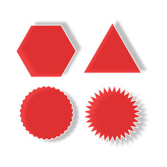 Red Geometric Sale Labels with Shadow Set