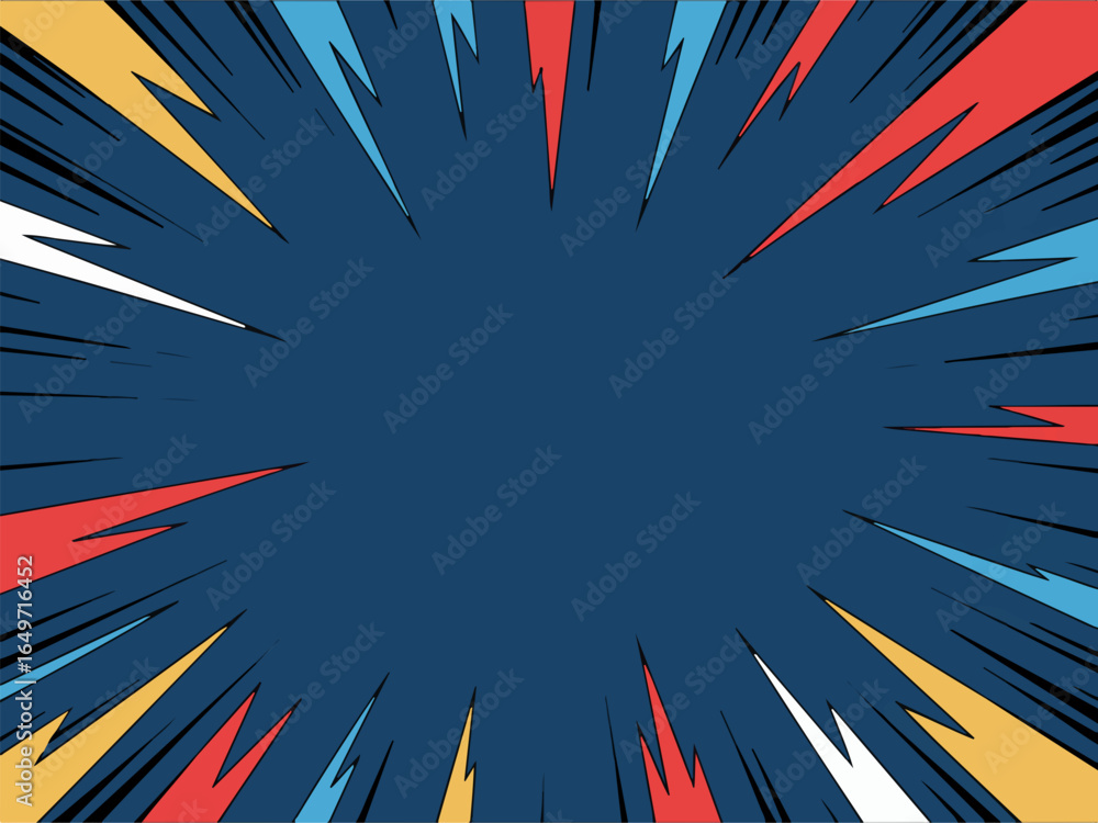 Poster vector art of colorful comic radial burst background with dynamic motion effect, perfect for adding 