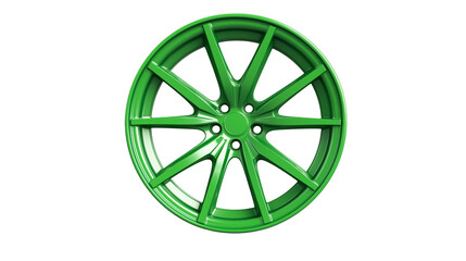 A green wheel rim isolated on , transparent background