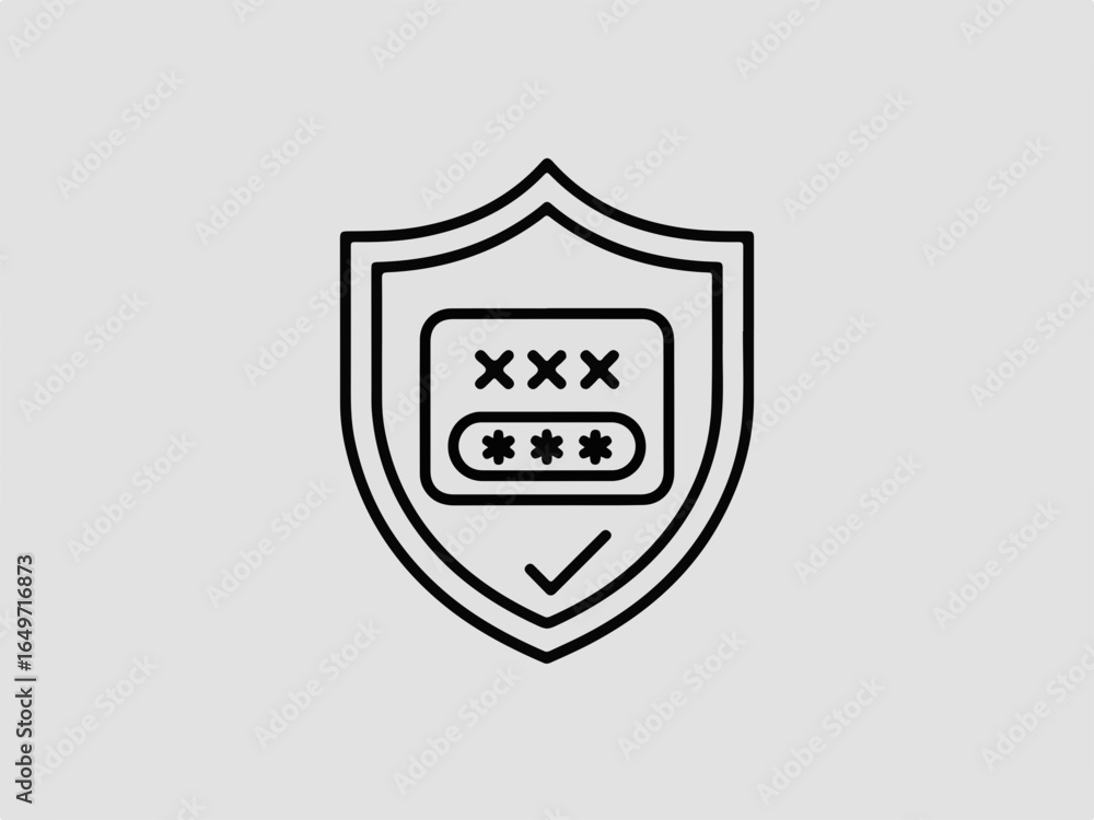 Fototapete vector art of shield with password and check mark for security, protection, and safe online access i