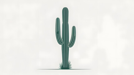 Minimalist Vector of a Single Tall Saguaro Cactus – Clean Desert Plant Illustration, No Shadow, White Background for Botanical and Nature Designs