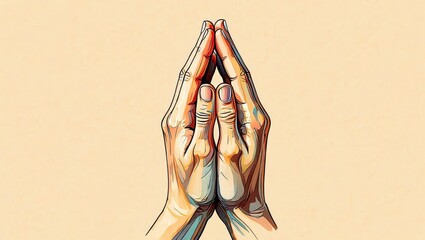 Praying Hands Illustration - Spiritual Connection and Hope
