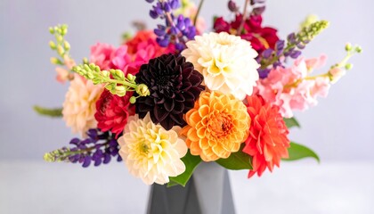 Obraz premium Vibrant flower bouquet in a modern vase.