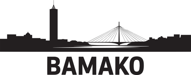 Bamako Skyline Silhouette Vector Illustration Urban Landscape Cityscape Buildings