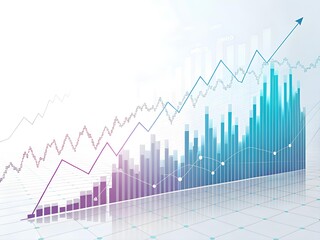 Financial growth chart with upward trend and bars