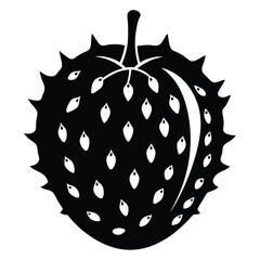 Soursop Annona Muricata Fruit Graphic Icon with Spikes and Smooth Spots Silhouette
