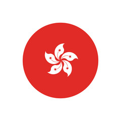Hong Kong Flag Round Icon Vector