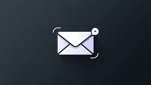 White envelope icon with notification bubble on dark background