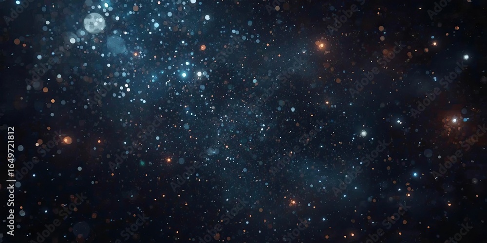 Poster abstract cosmic background with shimmering particles.