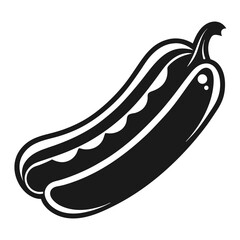 Monochrome graphic illustration of a summer squash vegetable with smooth curves and defined lines