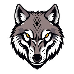 Fototapeta premium Wolf head, wolf head logo isolated, multicolored making it more visible and attractive, close-up, white background