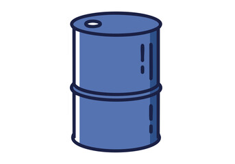 A blue petroleum storage drum stacked vertically. Simple, clean graphic illustration. Ideal for business, industry, and safety themes.
