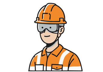 cheerful construction worker in safety gear smiles confidently Bright orange background highlights the worker and their protective equipment Ideal for safety campaigns and construction themes