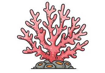 illustration showcases a vibrant coral reef ecosystem The intricate branching coral forms the focal point against a soft pink background A simple elegant design 