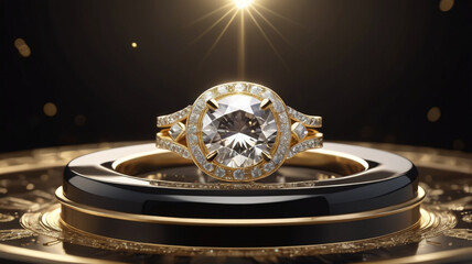 "The Pearl of Love": A Luxury Diamond Ring, Floating on Shimmering Bubbles in Space