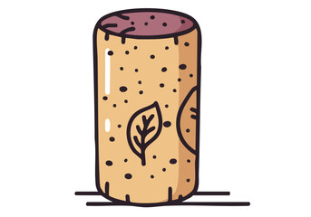 A stylized illustration of a bottle seal charm, featuring a cork texture and a leaf detail. Clean, modern line art design. Perfect for branding and design projects.