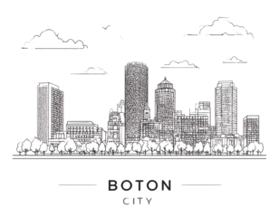 boston city skyline line art silhouette vector illustration