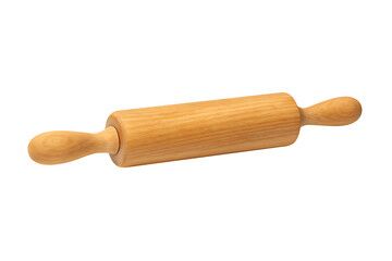 Wooden rolling pin isolated on transparent background