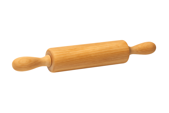 Wooden rolling pin isolated on transparent background - Powered by Adobe