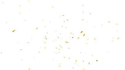 3d render of Gold confetti flying for celebrate isolated on transparent background. gold confetti isolated, celebrate, celebration, decoration, overlay, effect, surprise, party, holiday,