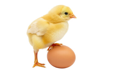 Isolated Chick Standing on an Egg