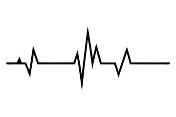 Simple black ECG heart beat graphic line illustration, medical healthcare theme