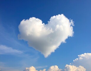 Heart Shaped cloud in the sky with bright blue sky as background