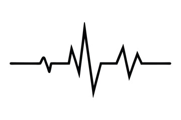 Black Heartbeat Line Graph Illustration Depicting an Irregular Rhythm and Vitality Curve