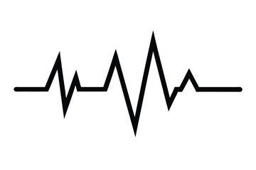 Heartbeat Pulse Line Graph Black ECG Electrocardiogram Health Rhythm on White Background