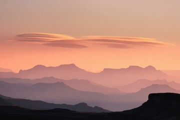 Obraz premium Canyon Ridges at Sunset with Lenticular Clouds