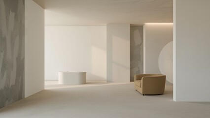 Minimalist interior design with muted tones.