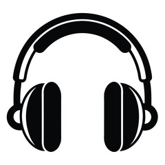 Graphic Illustration of Black OverEar Headphones for Music Listening and Audio Production