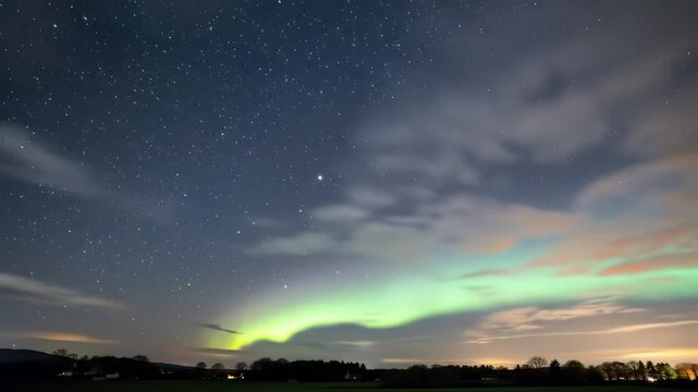 Celestial Spectacle: 60&deg; Fixed Timelapse over Thy National Park Denmark &mdash; Mint Aurora Borealis, Electric Noctilucent Clouds & Peach-Lilac Zodiacal Light  6-Hour Night Sky Compression