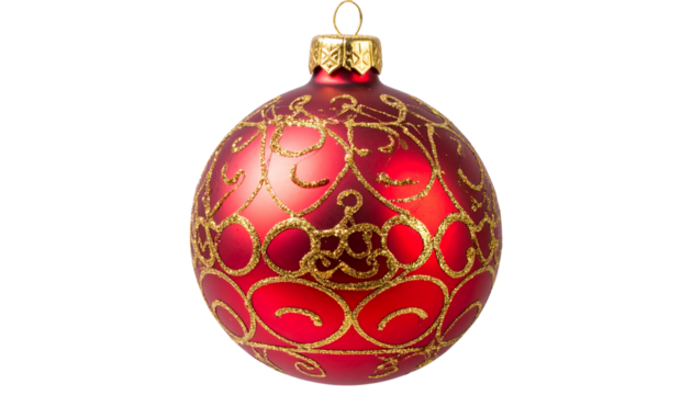 Red Christmas Ball PNG, Realistic Holiday Ornament, Transparent Background, Festive Decoration for Christmas Tree
