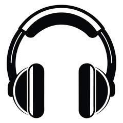 Black and White Headphones Illustration with Clear Bands for Audio Listening Design