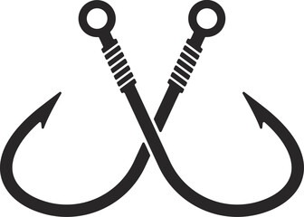 fishing hook icon set.Hook of different shapes for fish on a white background.Design element for poster, card, banner,emblem, sign. Vector illustration.